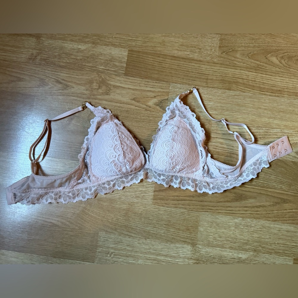 Aerie Lace Trim Pink Bralette